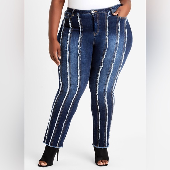 Ashley Stewart Denim - Ashley Stewart Frayed High Waist Skinny Jean